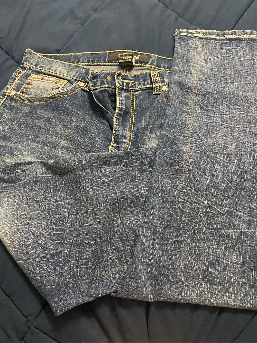 Men's Straight Fit Blue Denim Jeans - Unbranded